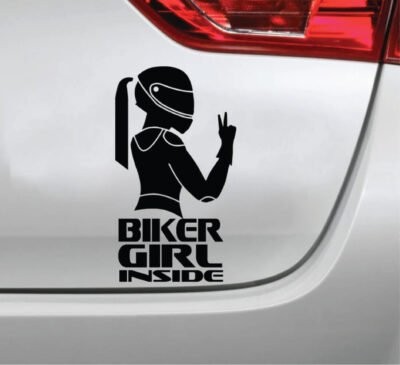Sticker Auto Biker Girl Inside