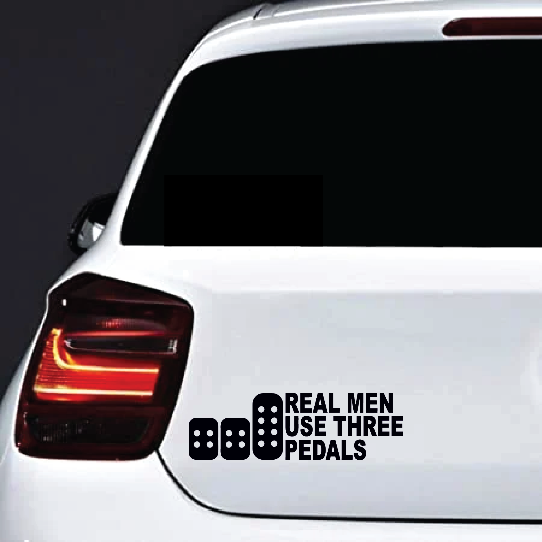 "Real Men Use Three Pedals" Vinyl Decal – JDM Stance, Drift, Turbo Car Sticker – Evolution Vinyls