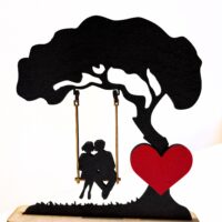 Decorațiune Lemn Cuplu Îndrăgostiți leagan